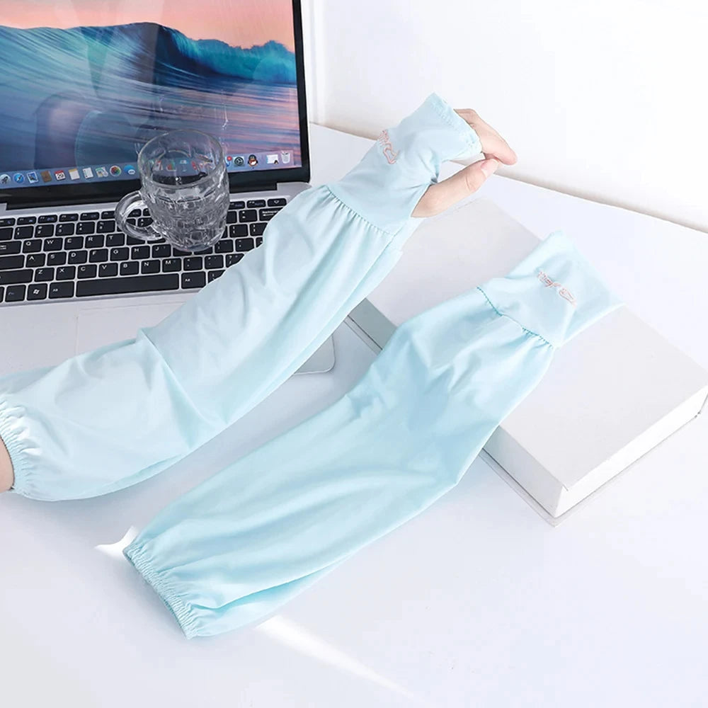 1 Pair Summer Ice Silk Sleeves For Men And Women Outdoor UV Protection Cycling Sleeve Arm Sun Screen Protection Sleeves Loose