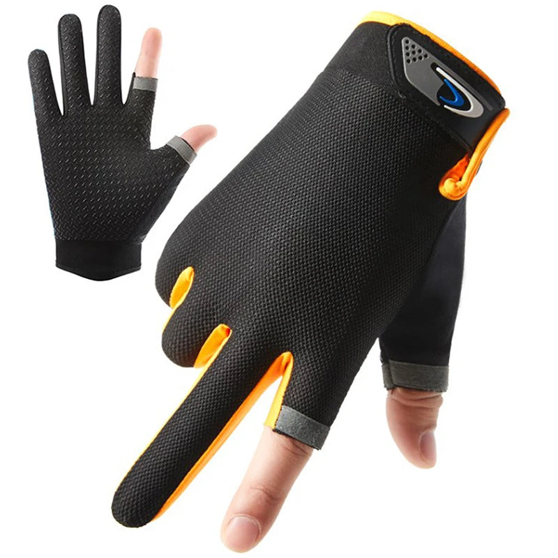 1 Pair Fishing Gloves 2 Cut Fingers Sport Cycling Men Breathable Drive Gloves Anti-slip Antiskid Fishing Wear for Fitness