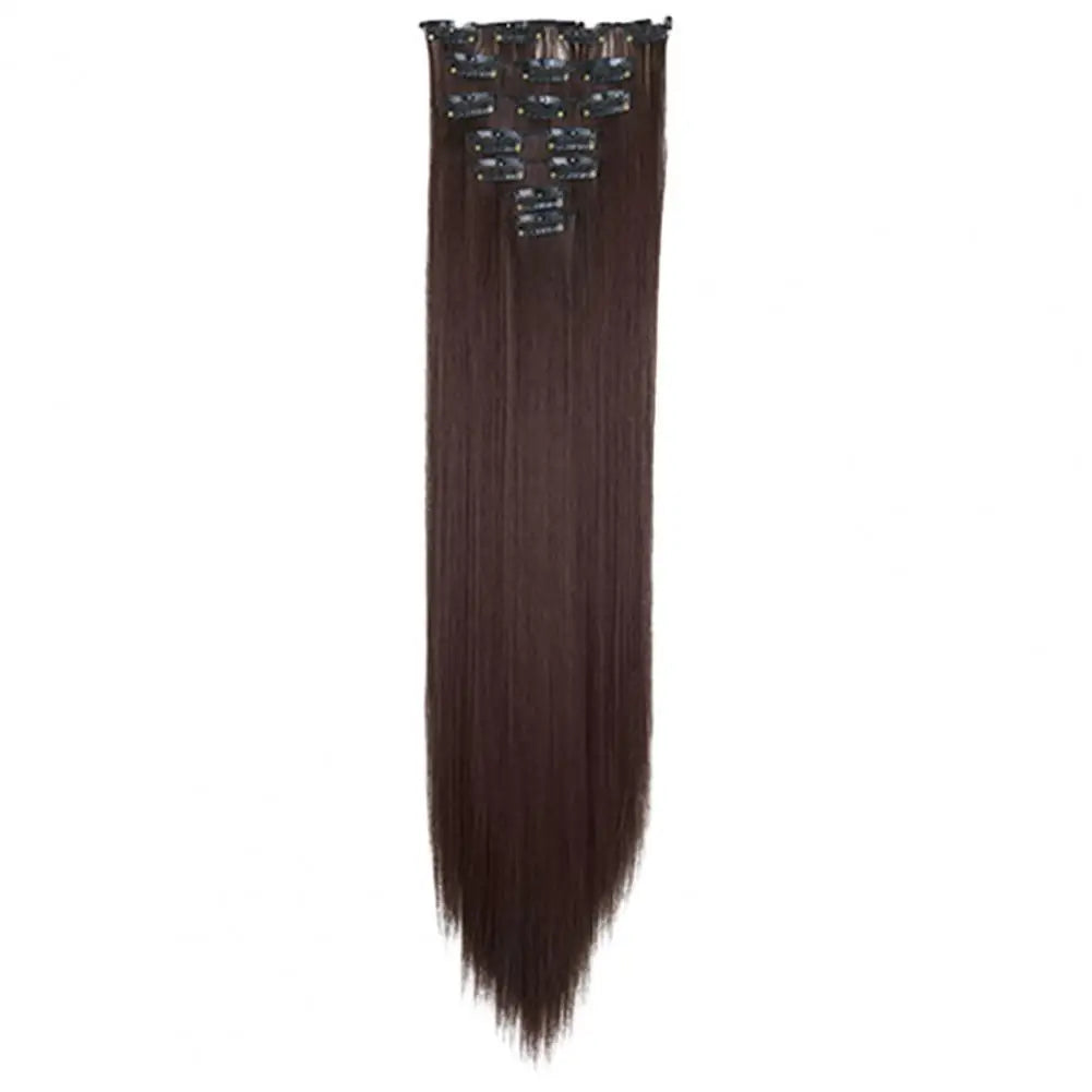 56cm Wig Extensions Women's Synthetic Clip-in One Piece Straight Hair Extensions Synthetic Wigs Seamless Customizable Wig Pieces