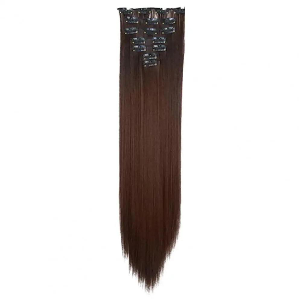 56cm Wig Extensions Women's Synthetic Clip-in One Piece Straight Hair Extensions Synthetic Wigs Seamless Customizable Wig Pieces
