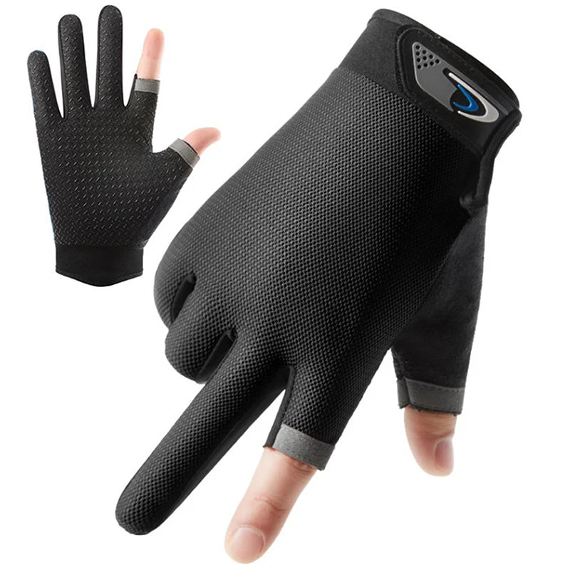 1 Pair Fishing Gloves 2 Cut Fingers Sport Cycling Men Breathable Drive Gloves Anti-slip Antiskid Fishing Wear for Fitness