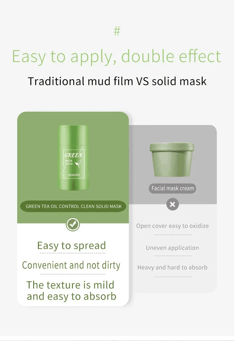 Original Facial Remove Blackhead Green Tea Solid Mask Treat Acne Blemish Black Dots Clean Stick Cream Shrink Pores Skin Care 
