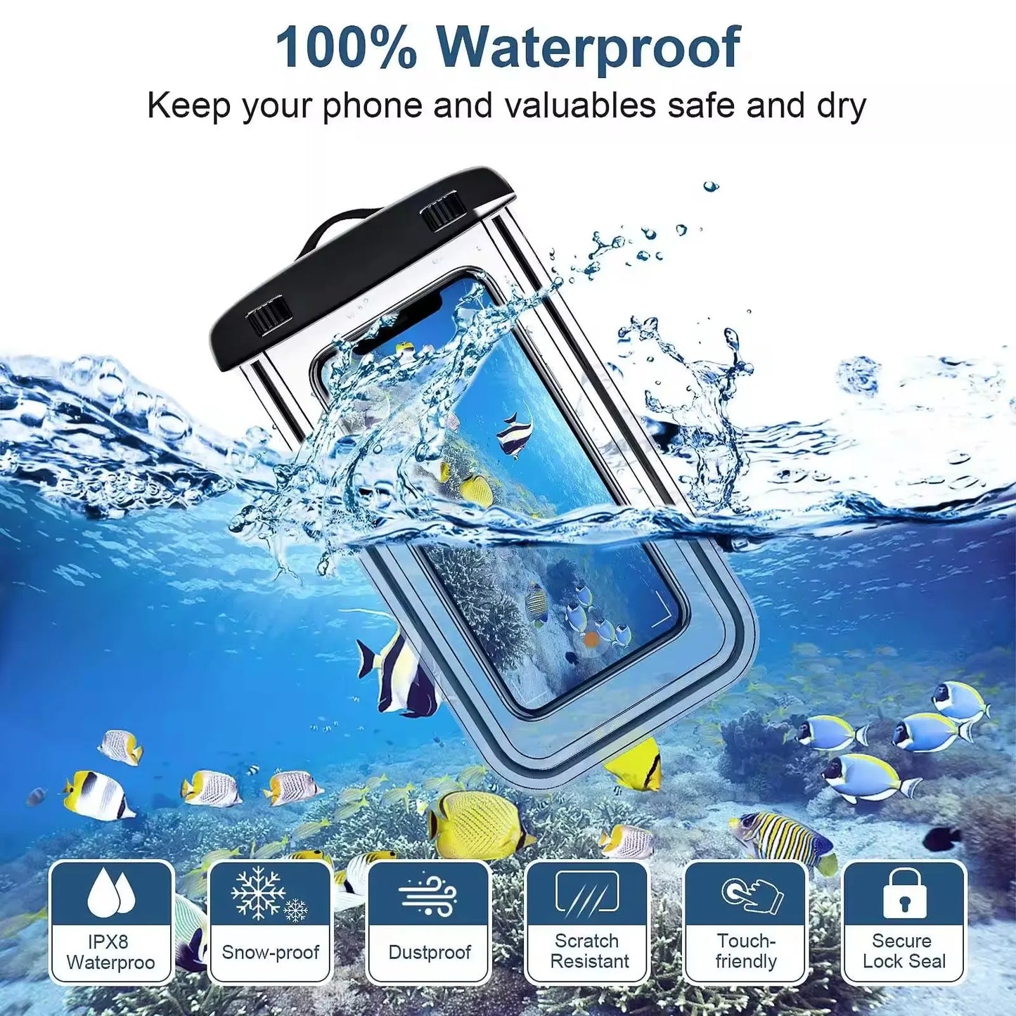1-3Pcs Waterproof Phone Pouch Drift Diving Swimming Bag Underwater Dry Bag For Phone Water Sports Beach Pool Skiing 6 inch