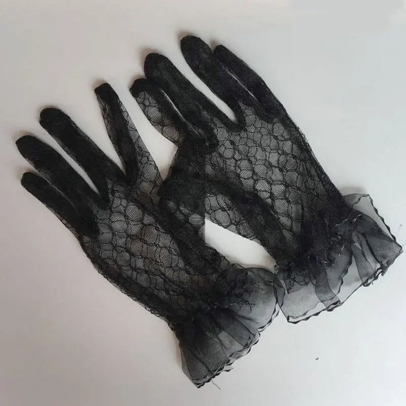 1 Pairs Lace Fingerless Wedding Gloves Beautiful See Through Bowknot Bride Party Gloves Female Vintage Soft Short Gloves