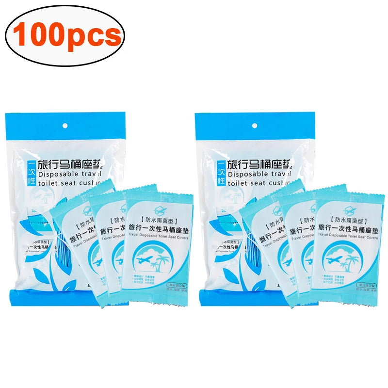 100/30pcs Portable Disposable Toilet Seat Cover Mat Waterproof Safety Toilet Seat Pad for Travel/Camping Bathroom Accessiories