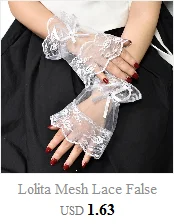 Steampunk Lolita Hand Sleeve Wrist Cuffs Ruffled Floral Lace Elastic Bracelet XX9D