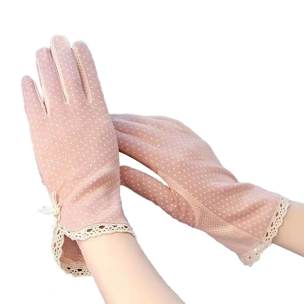 1 Pair Summer Gloves Driving Riding Mittens Dot Full Finger Gloves Non-Fading Sunscreen Gloves