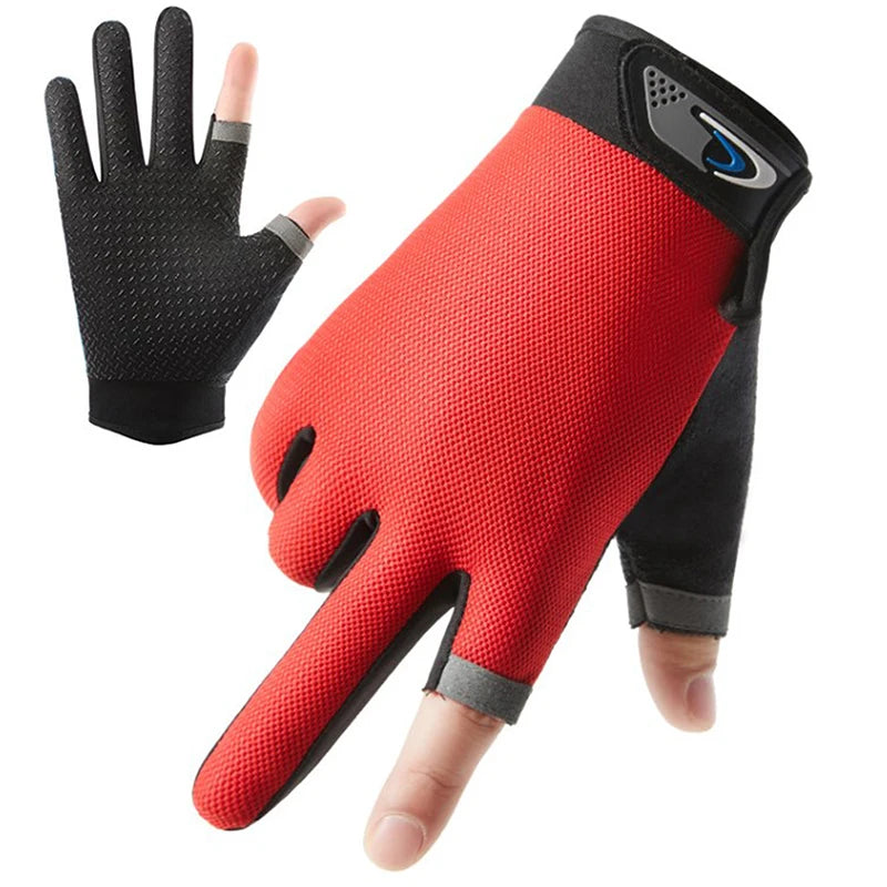 1 Pair Fishing Gloves 2 Cut Fingers Sport Cycling Men Breathable Drive Gloves Anti-slip Antiskid Fishing Wear for Fitness