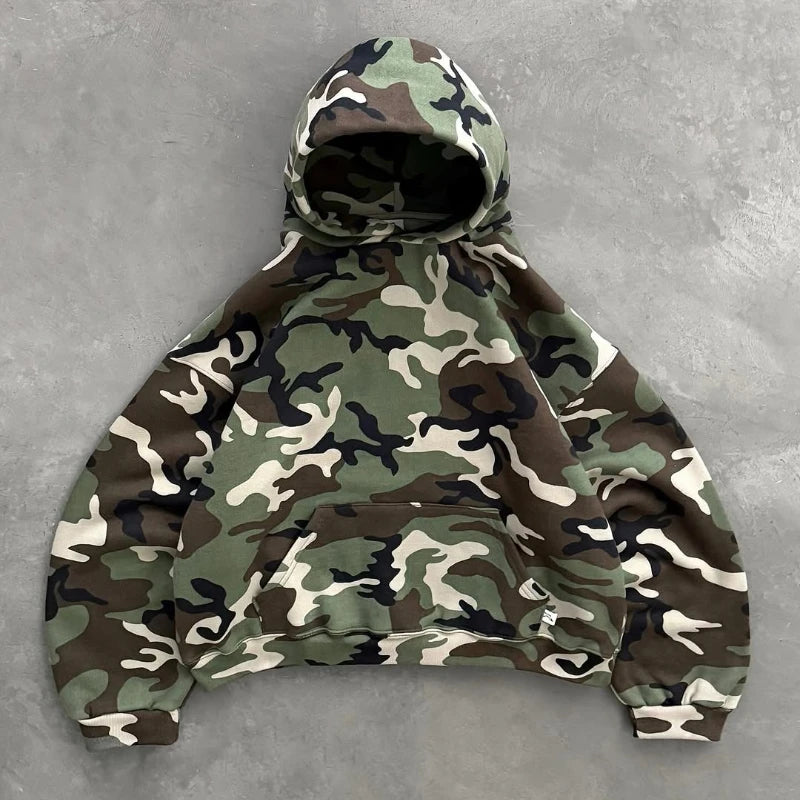 Y2K Harajuku hoodies Oversized camouflage pattern Hip hop retro soft warm hooded sweatshirt fashionable men women street wear