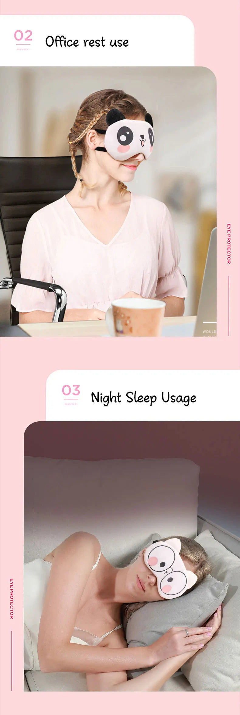 Sleeping Eye Mask Blindfold Soft Plush Eyepatch Adjustable Travel Light Blocking Breathable Eyes Mask Cute Eye Cover For Sleep