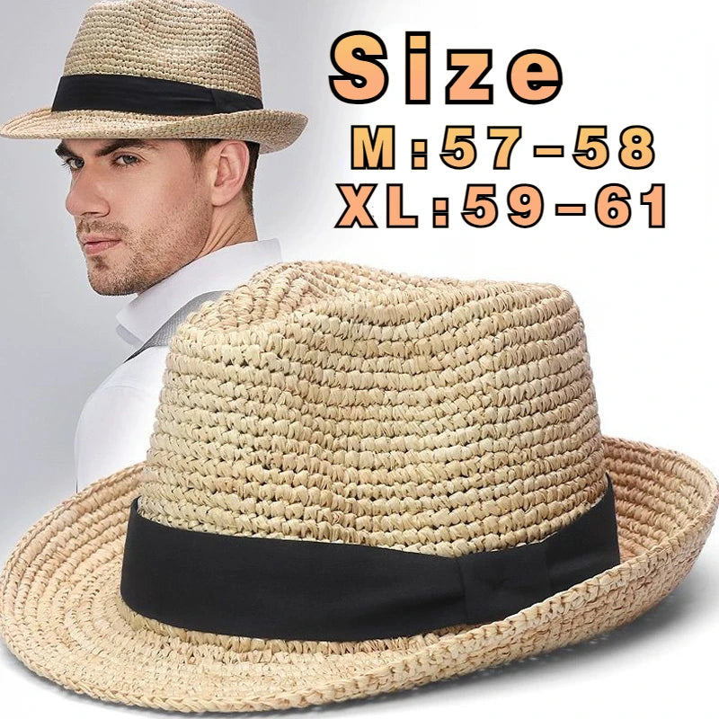 XL Large Size 61cm Panama Straw Hat for Woman and Man Foldable Straw Woven Sun Hat UPF 50+ Uv Sun Protection Shading Summer Hat