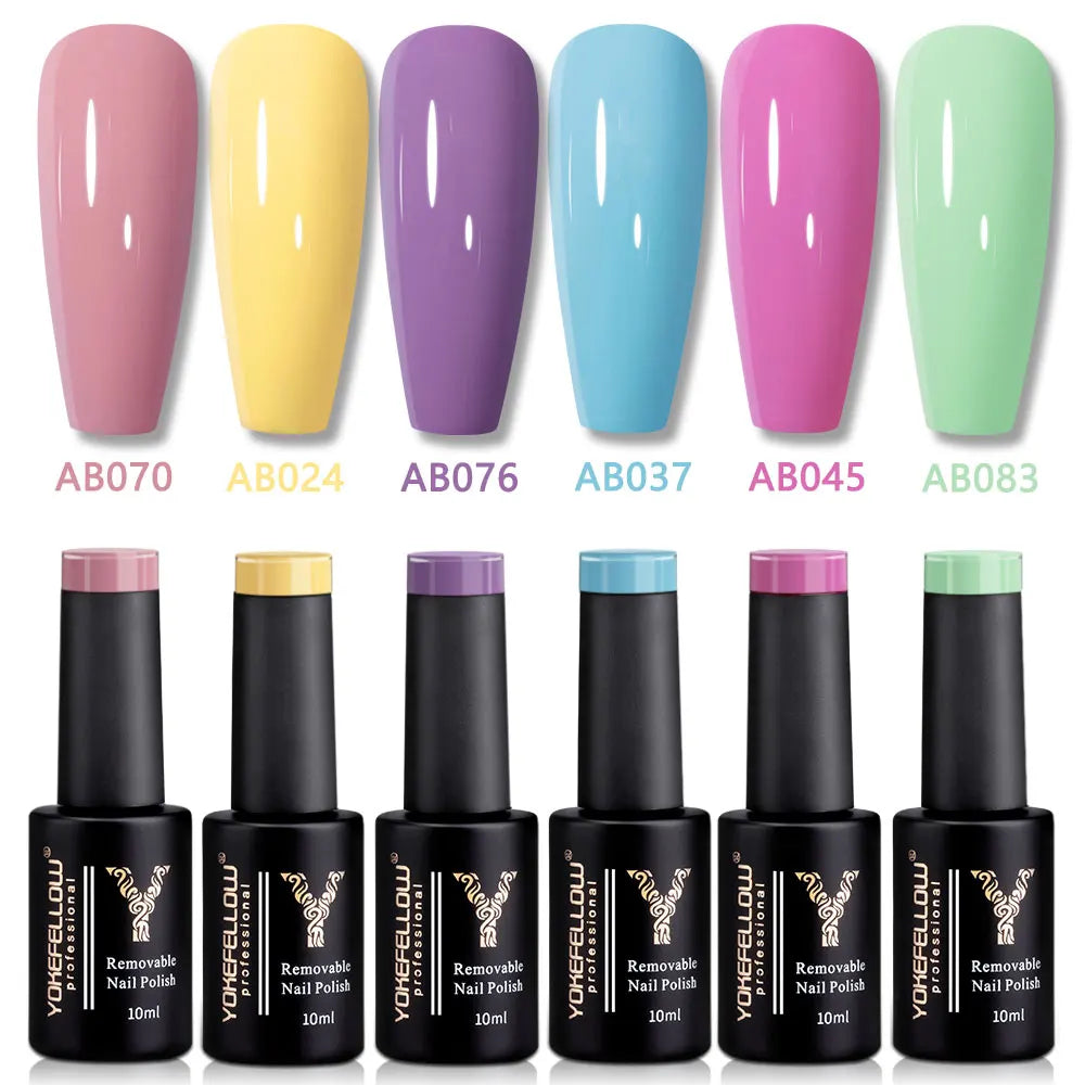 YOKEFELLOW Pastel Gel Nail Polish Set 6 Colors Spring Summer Macaron Gel Nail Kit Soak Off Nail Art DIY Manicure Gift for Girl