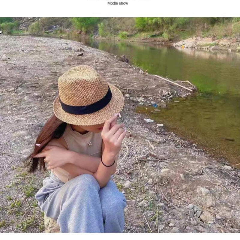 XL Large Size 61cm Panama Straw Hat for Woman and Man Foldable Straw Woven Sun Hat UPF 50+ Uv Sun Protection Shading Summer Hat
