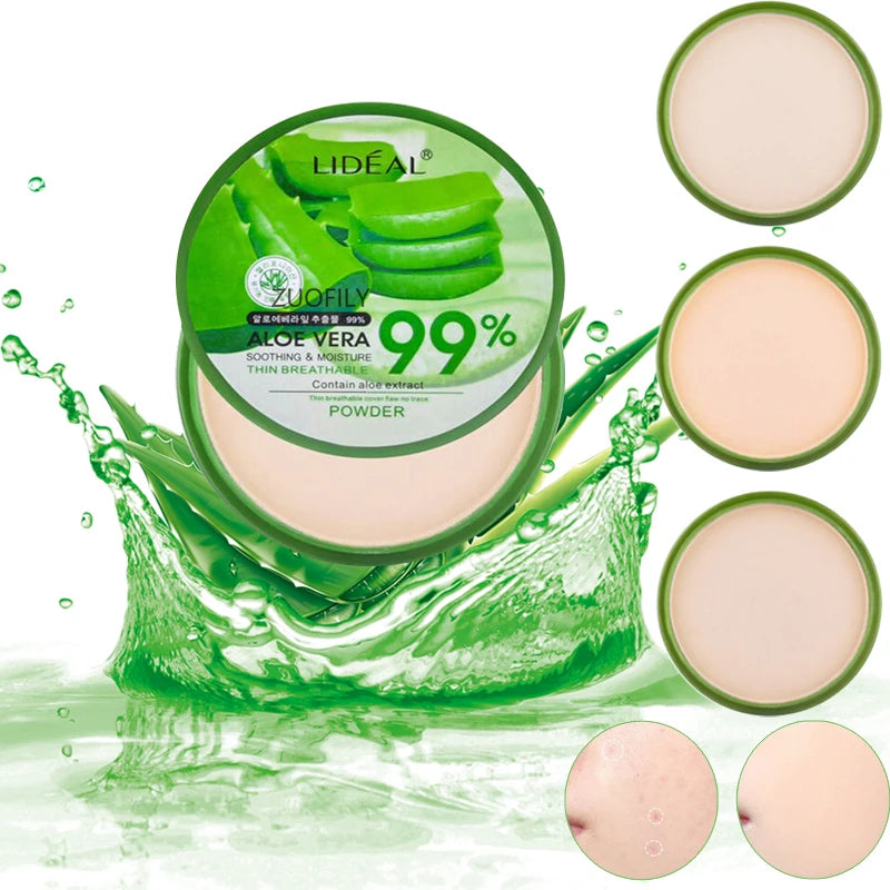 99% Aloe Vera Softening Powder Waterproof Moisturizing Concealer Foundation Fixed Make Up Oil Control Facial Makeup Cosmetics