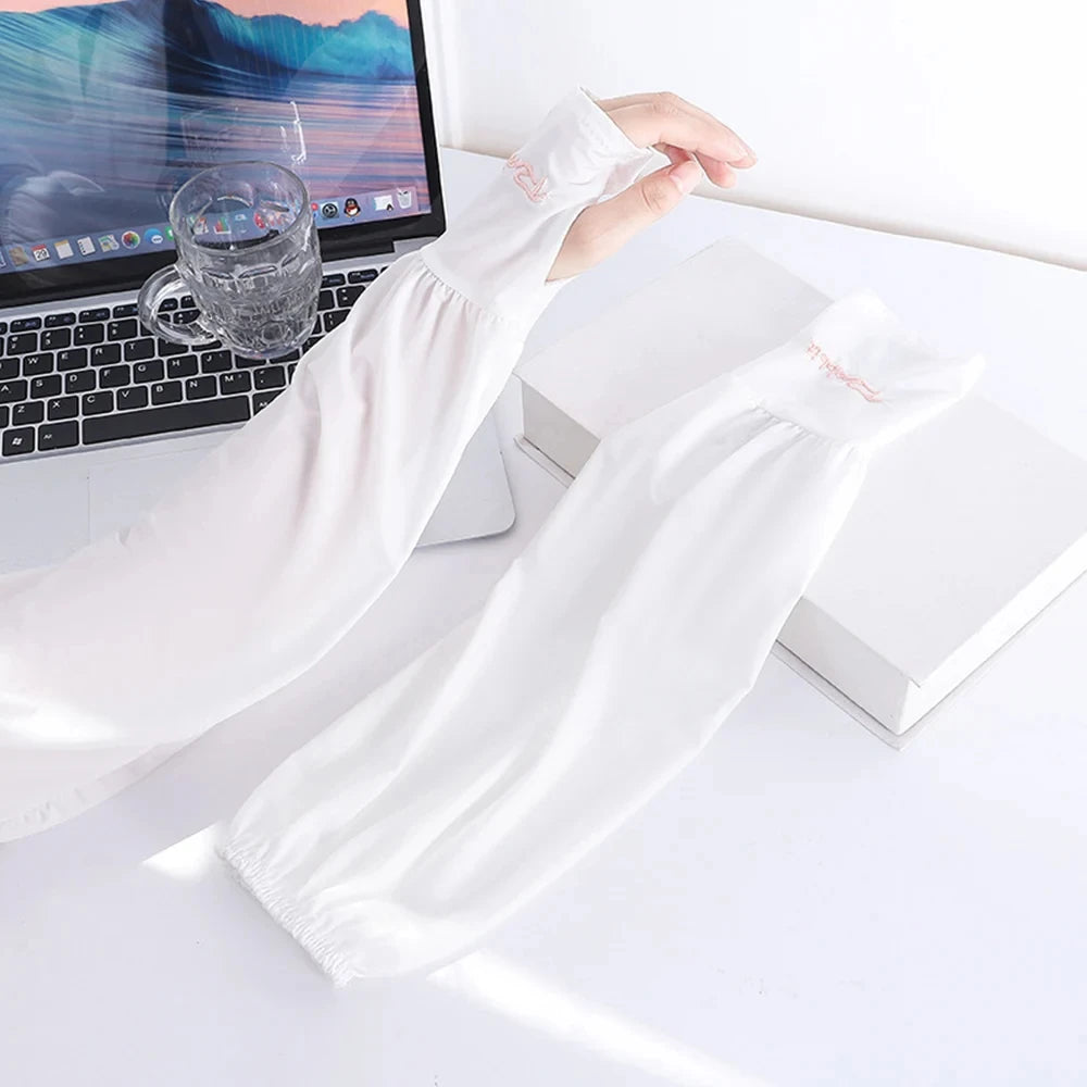 1 Pair Summer Ice Silk Sleeves For Men And Women Outdoor UV Protection Cycling Sleeve Arm Sun Screen Protection Sleeves Loose