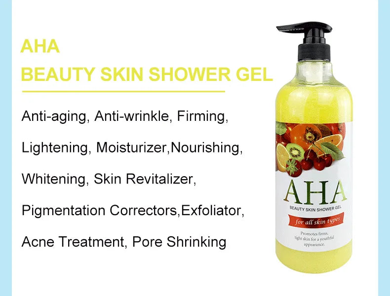 1000ml Vitamin C Body Lotion Anti-aging Shower Gel AHA and Arbutin Beauty Skin Body Wash for Dropshipping