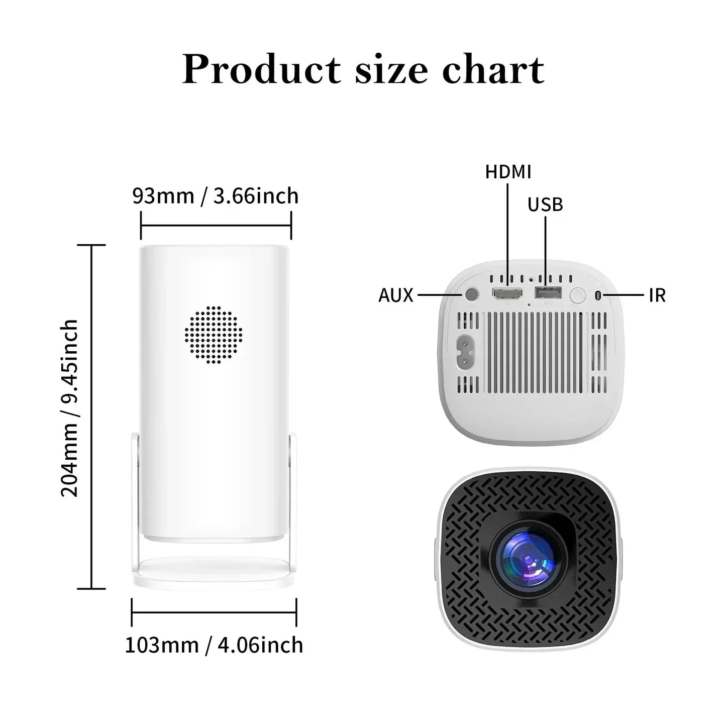 Salange-P30 Projetor LED de Home Theater, Estilo Livre, HDMI, USB, Adequado para Samsung, Xiaomi, IOS, Telefone Android, 720P, E