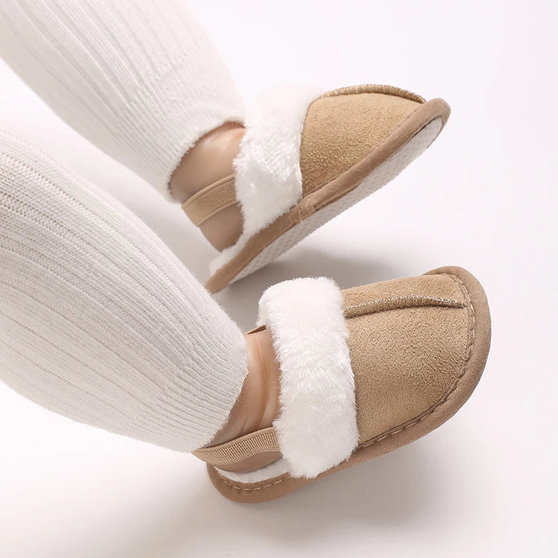 0-1 Years Old Winter Baby Slippers Fluffy Baby Boy Girl Sandals Cute Plush Soft Non-slip Sole Toddler First Toddler Baby Shoes