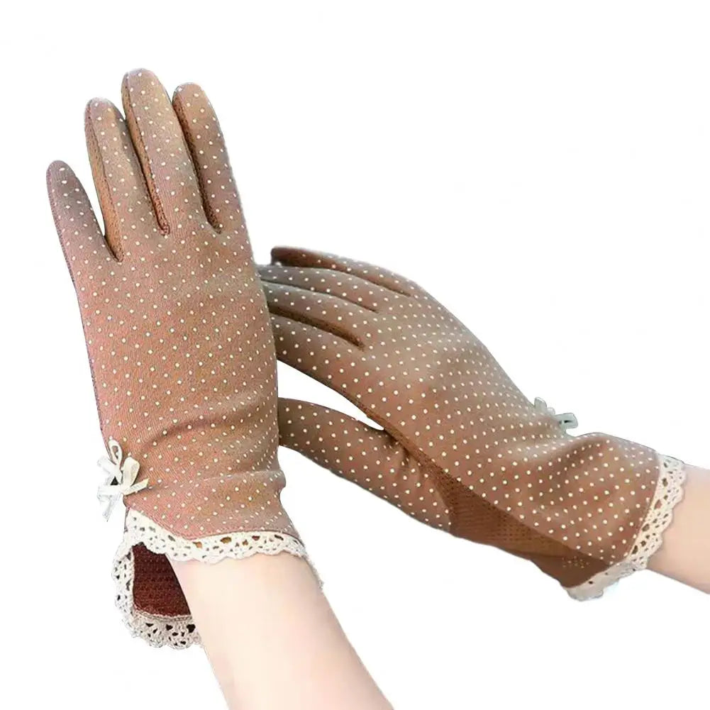 1 Pair Summer Gloves Driving Riding Mittens Dot Full Finger Gloves Non-Fading Sunscreen Gloves