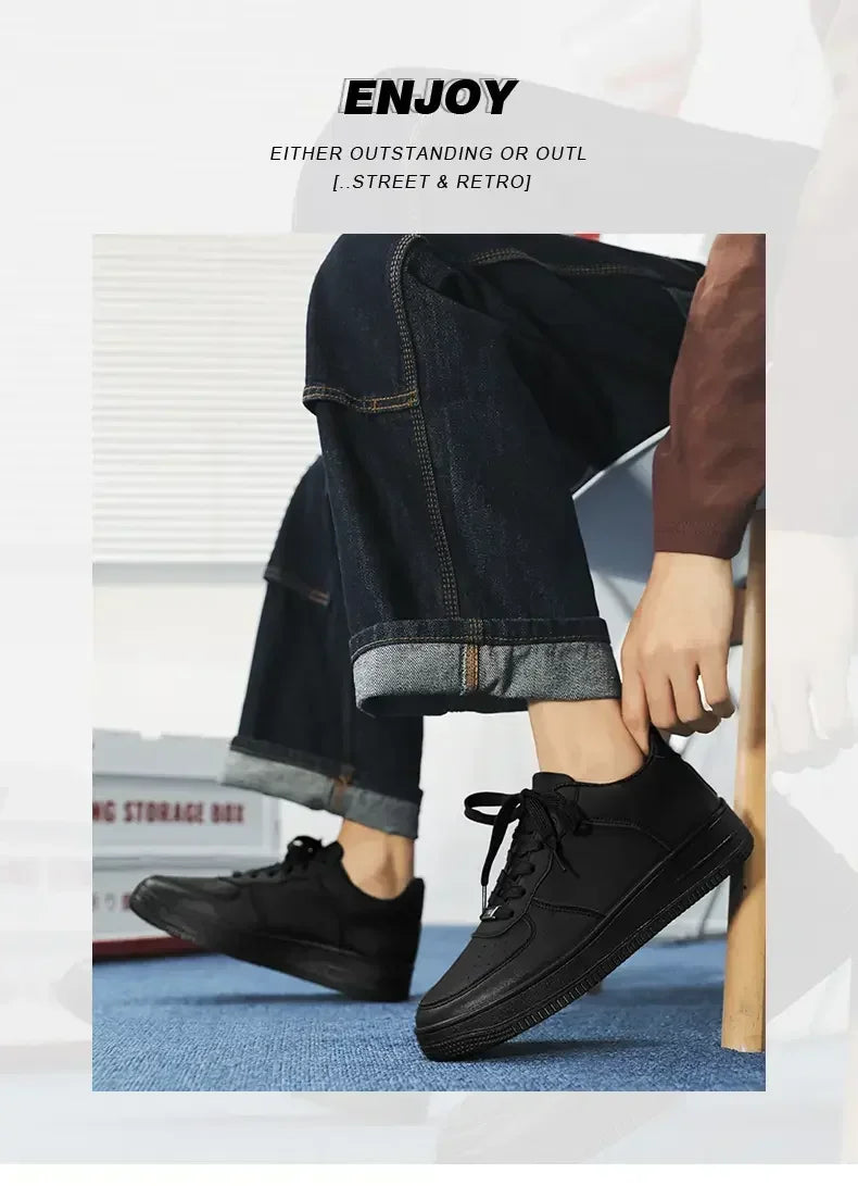 New Solid Color Fashion High Quality Men's Outdoor Walking Vulcanized Shoes Sneakers Casual Shoes Comfortable Lace-up