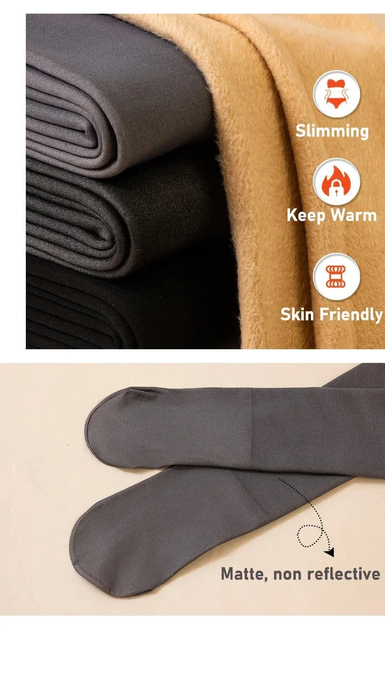Thicken Warm Tights For Women Winter Thermal Stockings Leggings Sexy Translucent Fleece Velvet Tights Pantyhose Female Pants