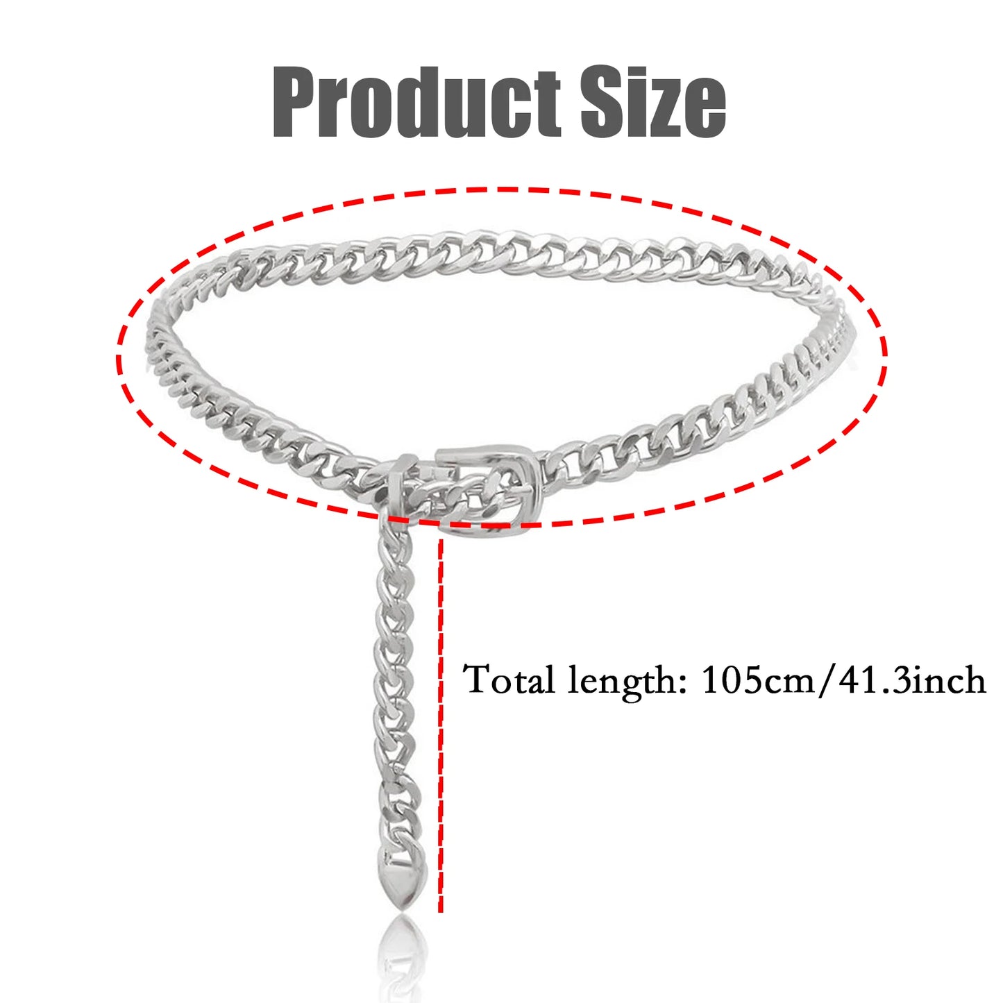 1 PC Women's Chain Belt Metal Waist Chain Dress Belts Metal Belt Adjustable