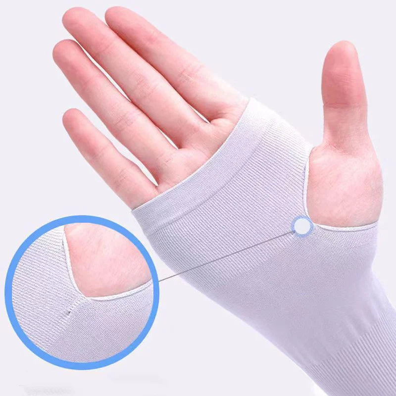 1Pair UV Protection Arm Sleeves for Men Women Summer Driving Sunscreen Ice Silk Cover Hand Protector Half Finger Long Gloves