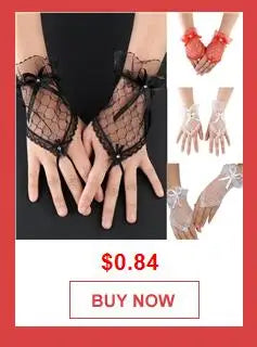 1 Pairs Lace Fingerless Wedding Gloves Beautiful See Through Bowknot Bride Party Gloves Female Vintage Soft Short Gloves