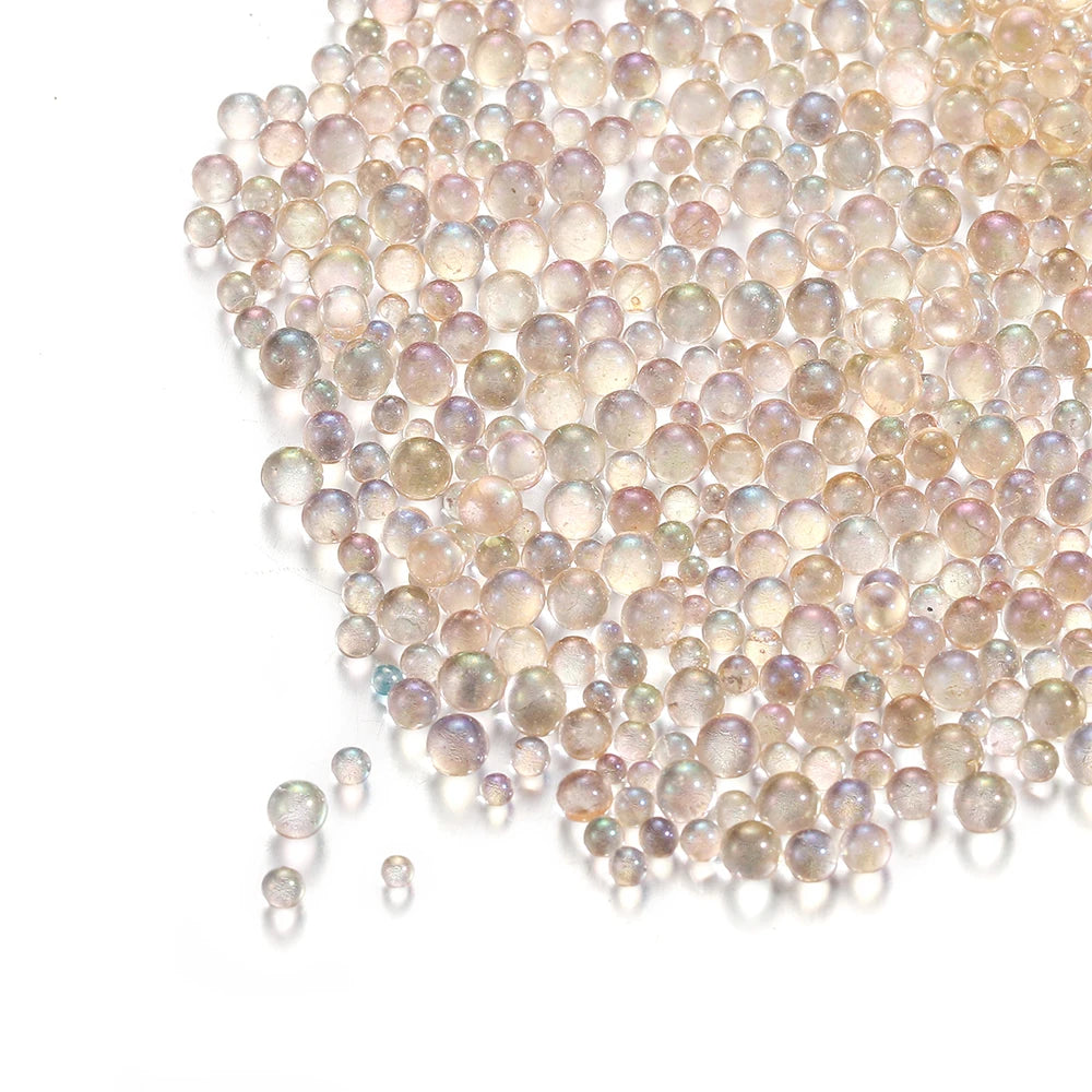 100g 0.4-3mm Mini Bubble Ball Beads Tiny Glass Bead Resin Filling for Silicone Mold UV Resin Epoxy Filler DIY Nail Art Decor