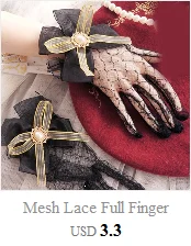 Steampunk Lolita Hand Sleeve Wrist Cuffs Ruffled Floral Lace Elastic Bracelet XX9D