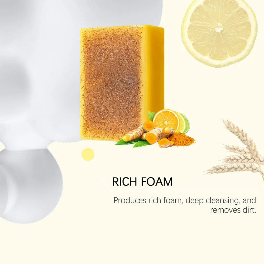 100g Lemon Turmeric Kojic Acid Soap Turmeric Face And Body Wash Clean Soap Bar, Firm Pores Lemon Turmeric Glowing Skin Care Soap
