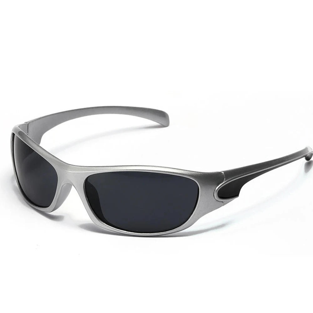 Men's Silver Y2K Sunglasses Outdoor Cycling Sports Sun Glasses Women Vintage Shades Trendy Punk Goggle Eyewear 2000S Aesthetic