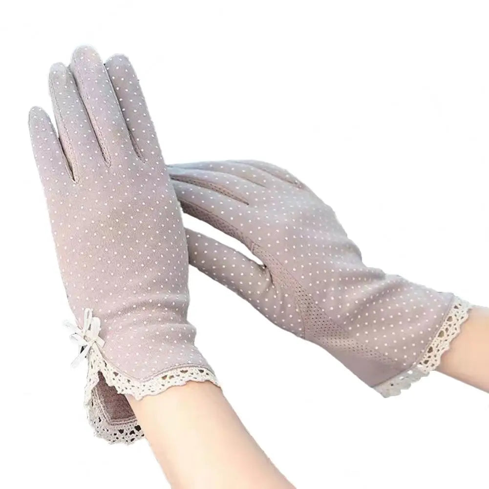 1 Pair Summer Gloves Driving Riding Mittens Dot Full Finger Gloves Non-Fading Sunscreen Gloves