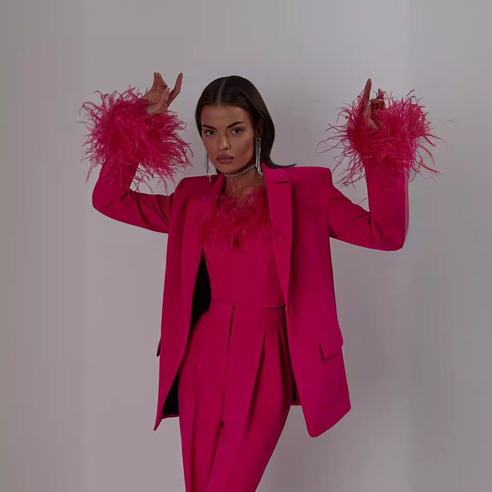Women's Tatting Cardigan Black Suit Set