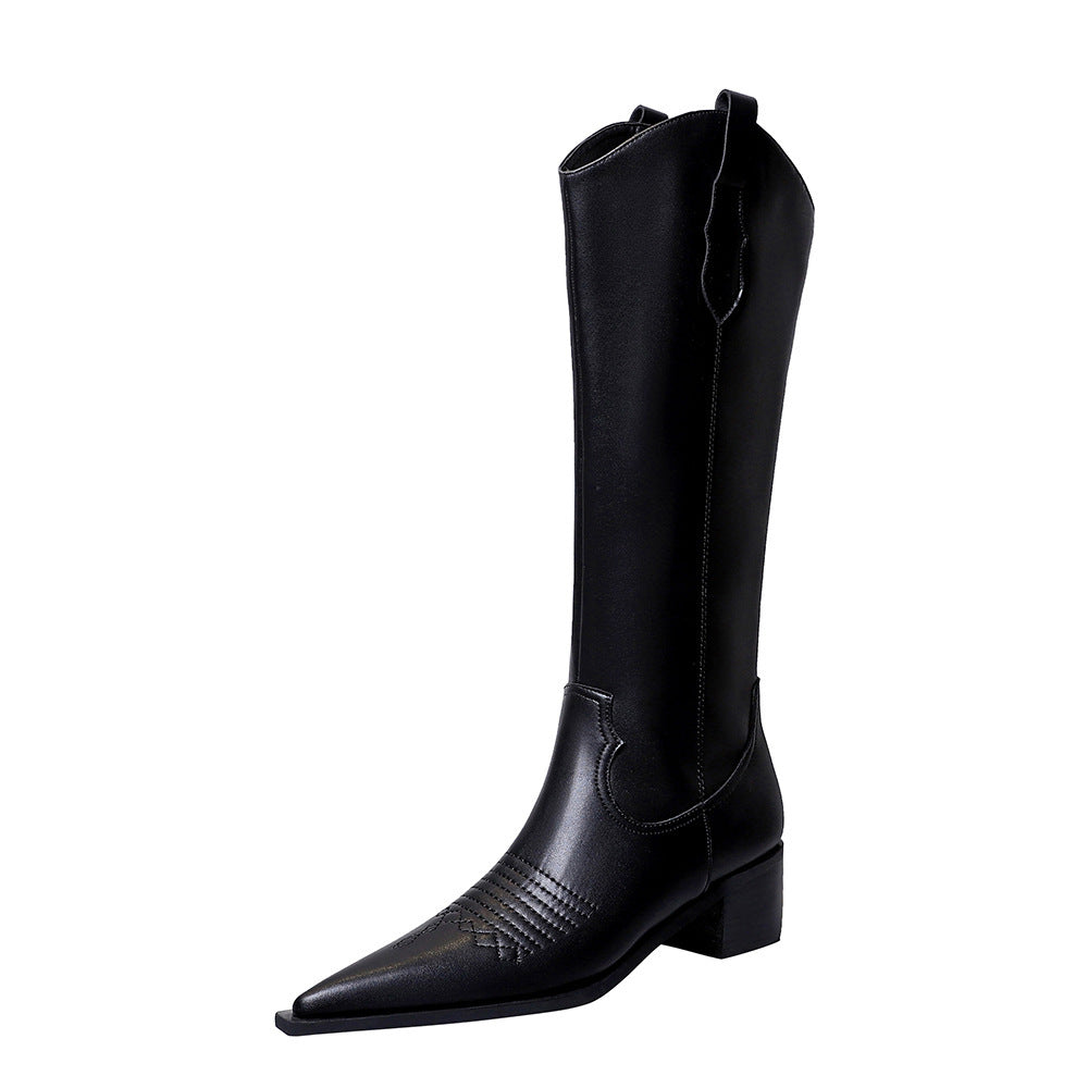 Retro V Cut Pointed-toe Skinny High Tube Women's Chelsea Boots