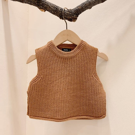 Knitted Vest Men And Women Baby Simple Western Trend Round Neck Sweater Vest Children'S Clothing