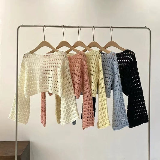 Women's Short Long-sleeved Sweater Design Thin Top
