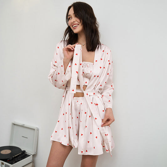 Women's Three-piece Love Pajamas