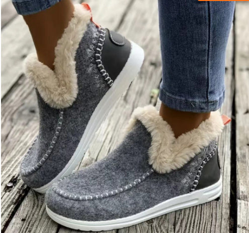 Fleece-lined Thick Plush Warm Plus Size Sewing Cotton Shoes