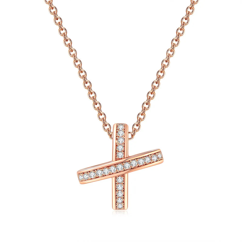 ZHOUYANG Pendants Necklace For Women Hollow Cross Rose Gold Color Choker Chain Fashion Necklaces 2024 Jewelry Daily Gift N205