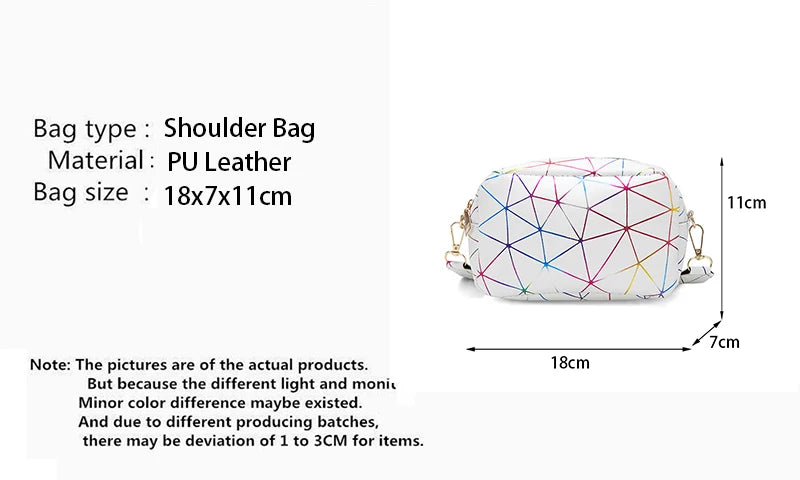 Yogodlns Fashion Laser Shoulder Messenger Bag Female Small Square Bag PU Leather Crossbody Bag Trendy New Satchel Bag Bolsa