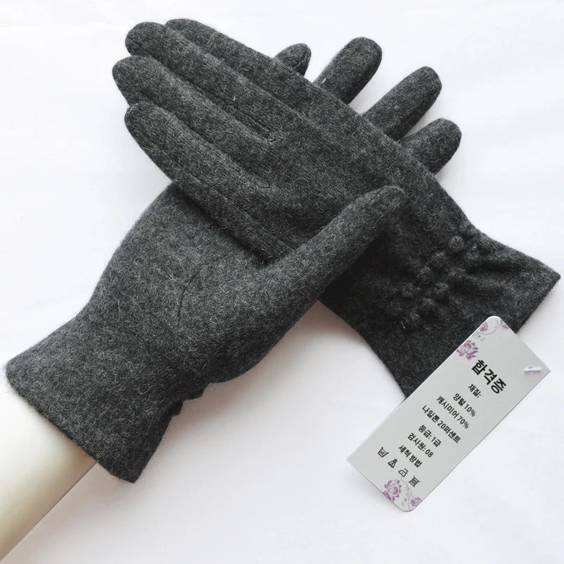 [BYSIFA] Winter Women Wool Gloves New Thick Warm Touch Screen Ladies Gloves Spring Autumn Soft  Elegant Hot Pink Mittens Gloves