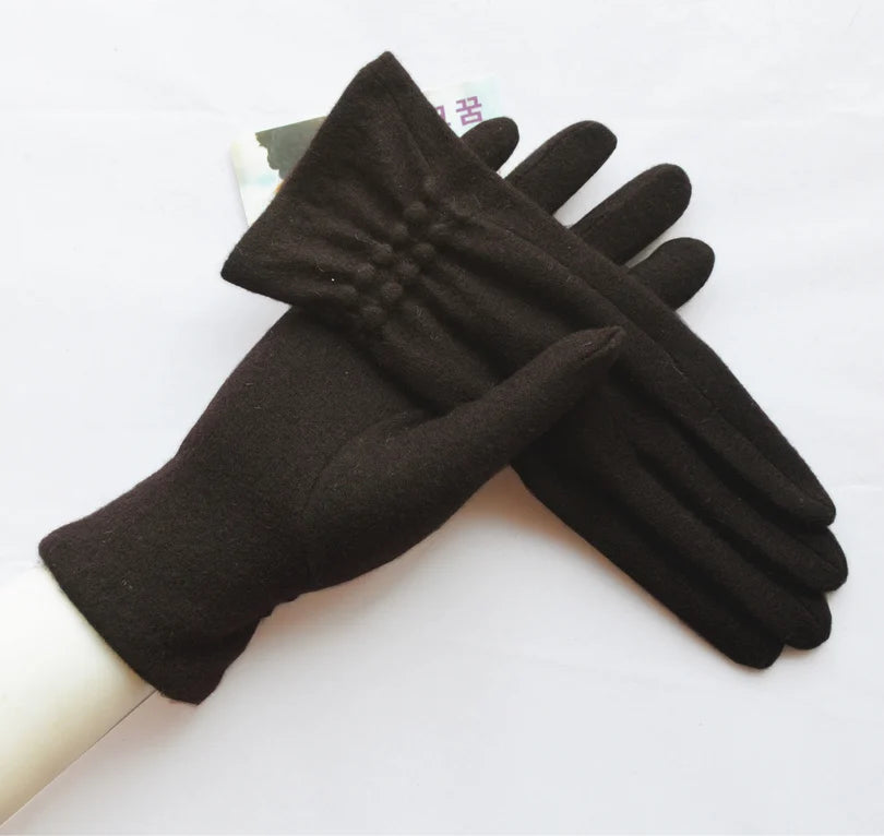 [BYSIFA] Winter Women Wool Gloves New Thick Warm Touch Screen Ladies Gloves Spring Autumn Soft  Elegant Hot Pink Mittens Gloves