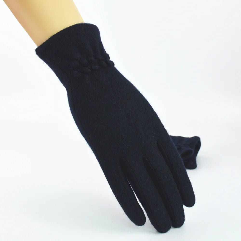 [BYSIFA] Winter Women Wool Gloves New Thick Warm Touch Screen Ladies Gloves Spring Autumn Soft  Elegant Hot Pink Mittens Gloves