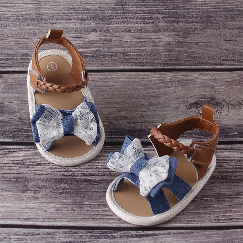 0-18Months Newborn Baby Sandals Floral Print Princess Sandals Sneakers for Infant Girls Toddler Soft Crib Walkers Shoes