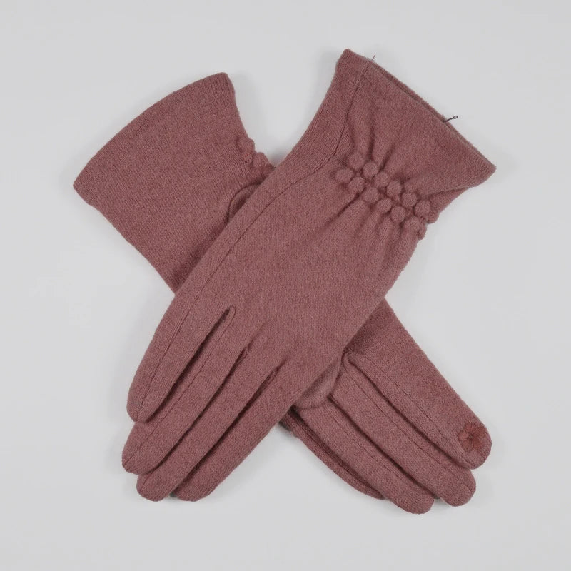 [BYSIFA] Winter Women Wool Gloves New Thick Warm Touch Screen Ladies Gloves Spring Autumn Soft  Elegant Hot Pink Mittens Gloves