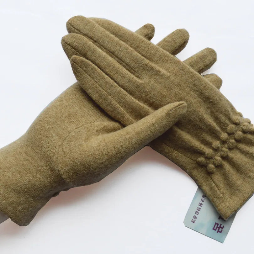 [BYSIFA] Winter Women Wool Gloves New Thick Warm Touch Screen Ladies Gloves Spring Autumn Soft  Elegant Hot Pink Mittens Gloves