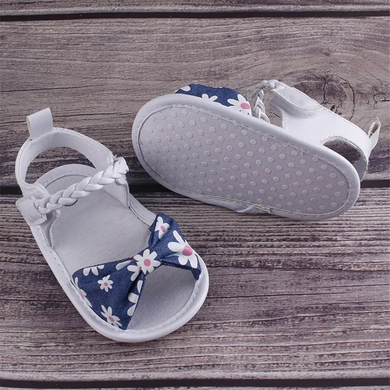 0-18Months Newborn Baby Sandals Floral Print Princess Sandals Sneakers for Infant Girls Toddler Soft Crib Walkers Shoes