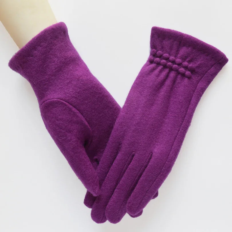 [BYSIFA] Winter Women Wool Gloves New Thick Warm Touch Screen Ladies Gloves Spring Autumn Soft  Elegant Hot Pink Mittens Gloves