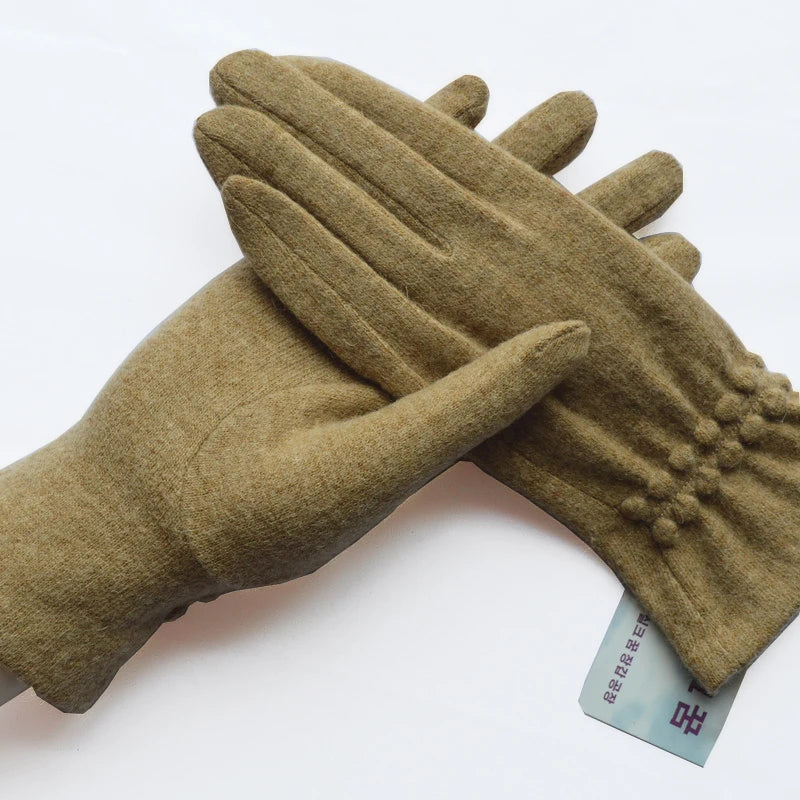 [BYSIFA] Winter Women Wool Gloves New Thick Warm Touch Screen Ladies Gloves Spring Autumn Soft  Elegant Hot Pink Mittens Gloves